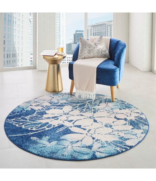 Nourison Tranquil Round Area Rug TRA08-Navy/Pink