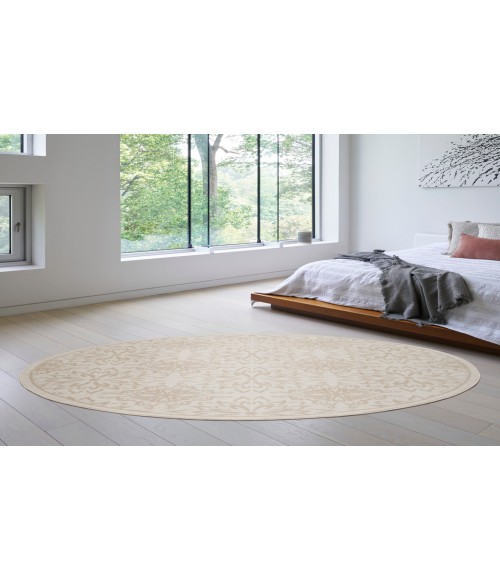 Nourison Jubilant Ivory Beige JUB06 8 ft. Round Rug