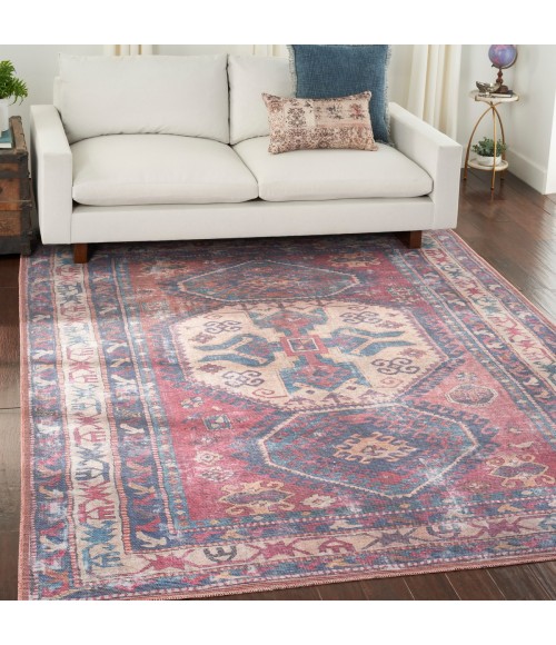 Nicole Curtis Machine Washable Series 1 Area Rug SR105 Red/Navy 8' x 10'