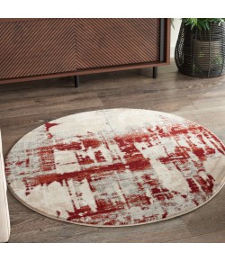Nourison Maxell - Mae14 Ivory Red Area Rug 3 ft. 10 Round