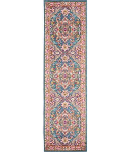 Nourison Passion Area Rug PSN20 Teal Multi 2'2" x 10'