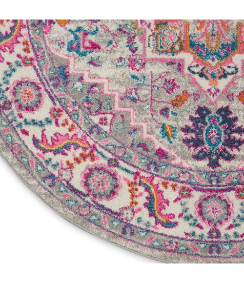 Nourison Passion Area Rug PSN20 Light Grey/Pink 5'3" x ROUND