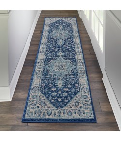Nourison Tranquil(Traql) - Tra06 Ivory Navy Area Rug 2 ft. 3 X 7 ft. 3 Rectangle