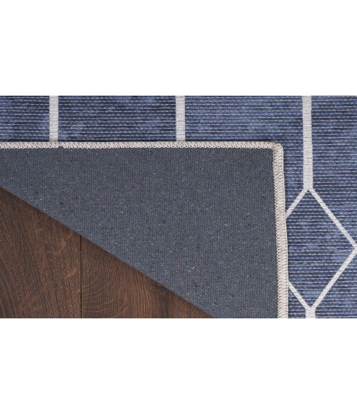 Nicole Curtis Machine Washable Series 1 Navy Rug SR107 2 ft. X 6 ft. Rectangle - Rugs Town Nicole Curtis Machine Washable Series 1 Navy SR107 2 ft. X 6 ft. Rectangle Rug
