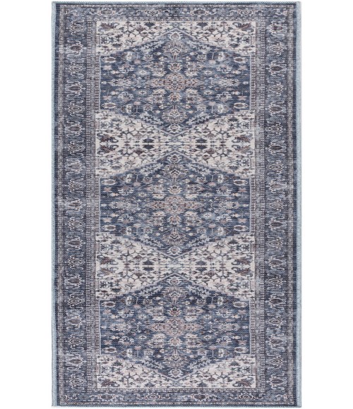 Nicole Curtis Machine Washable Series 1 Navy Ivory SR104 2 ft. 2 in. X 12 ft. Rectangle Rug