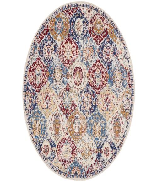 Nourison Grafix Blue Multicolor GRF31 5 ft. 3 in. Round Rug