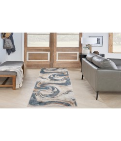 Nourison Astra Machine Washable Ivory Blue ASW15 2 ft. X 6 ft. Rectangle Rug
