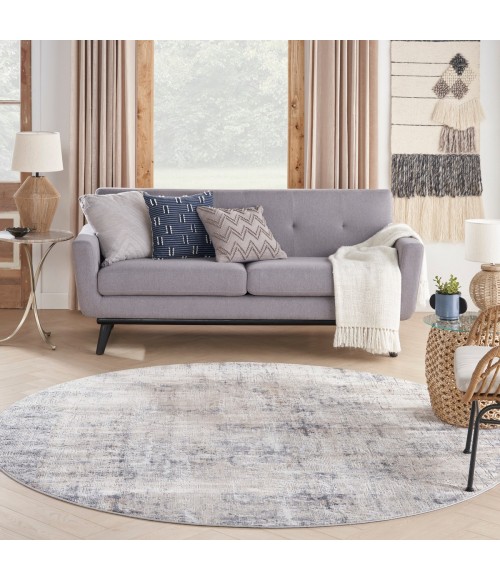 Nourison Rustic Textures Area Rug RUS01 Grey/Beige 5'3" x round