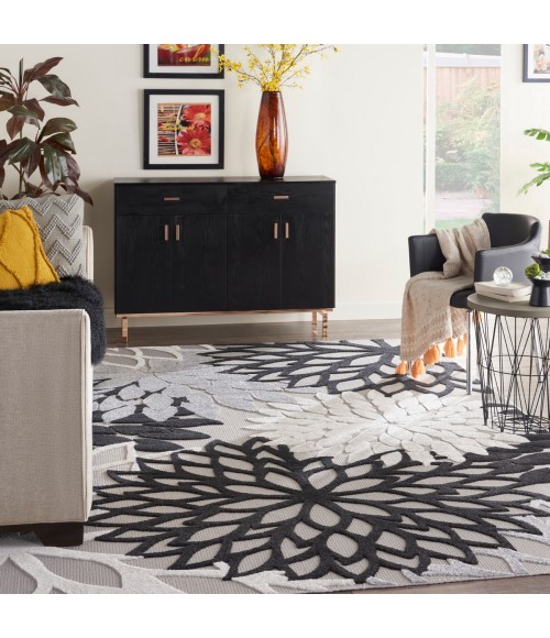 Aloha Area Rug Nourison Aloha Area Rug ALH05 Black White 12' x 15'