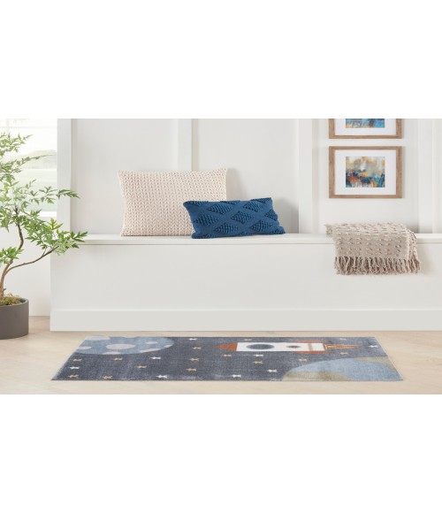 Nourison Astra Machine Washable Sky Blue ASW06 2 ft. 2 in. X 4 ft. Rectangle Rug