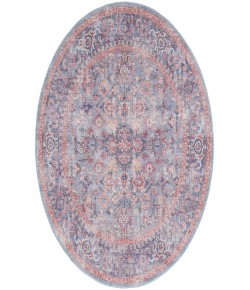 Nicole Curtis Machine Washable Series 1 Blue Multicolor SR104 5 ft. 3 in. Round Rug