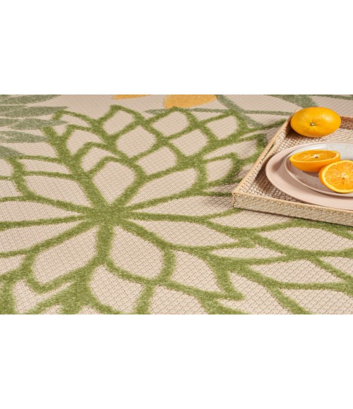 Nourison Aloha Green Multicolor ALH05 5 ft. 3 in. Round Rug