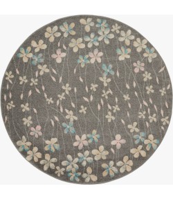 Nourison Tranquil(Traql) - Tra04 Grey Beige Area Rug 5 ft. 3 X Round