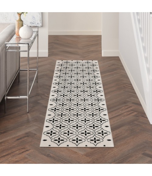 Nourison Home Nourison Essentials Ivory Black NRE04 2 ft. 2 in. X 7 ft. 6 in. Rectangle Rug
