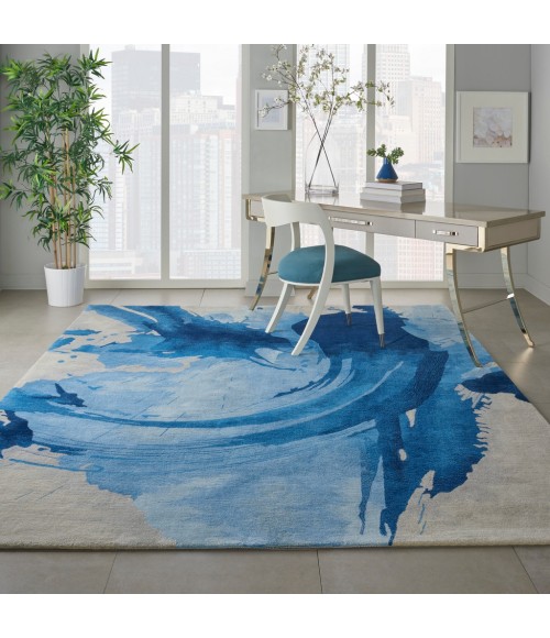 Nourison Symmetry Area Rug SMM01-Blue/Ivory