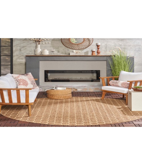 Nourison Reversible Indoor Outdoor Natural RVB01 8 ft. Round Rug