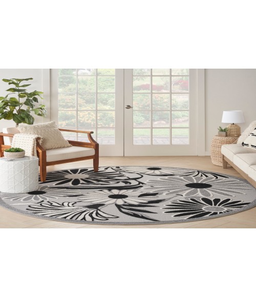 Nourison Aloha Black White ALH33 5 ft. 3 in. Round Rug