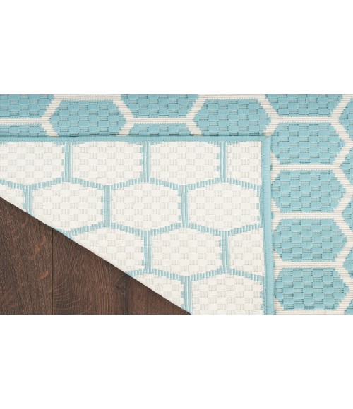 Nourison Reversible Indoor Outdoor Aqua RVB01 8 ft. X 10 ft. Rectangle Rug