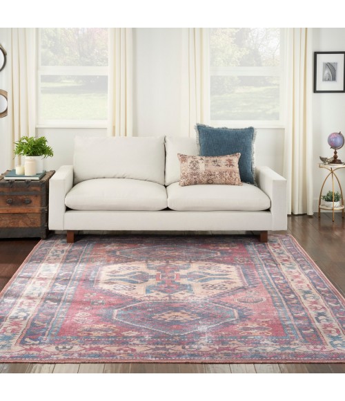 Nicole Curtis Machine Washable Series 1 Area Rug SR105 Red/Navy 8' x 10'