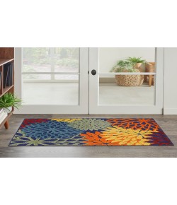 Nourison Aloha Navy Multicolor ALH05 2 ft. 8 in. X 4 ft. Rectangle Rug