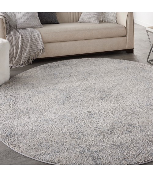 Rustic Textures Area Rug Nourison Rustic Textures Area Rug RUS09 Ivory/Light Blue 5'3" Round