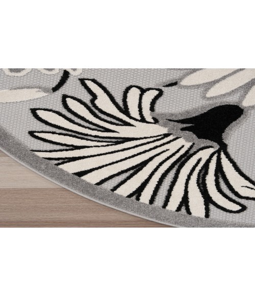 Nourison Aloha Black White ALH33 7’10” Round Rug