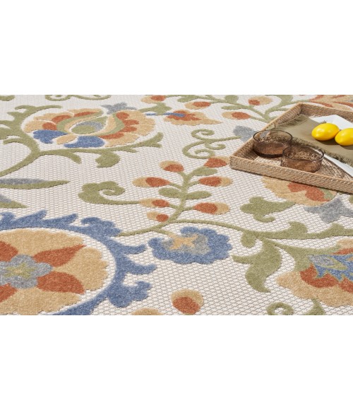 Nourison Aloha Ivory Blue Rug ALH17 9 ft. X 12 ft. Rectangle - Rugs Town Nourison Aloha Ivory Blue ALH17 9 ft. X 12 ft. Rectangle Rug