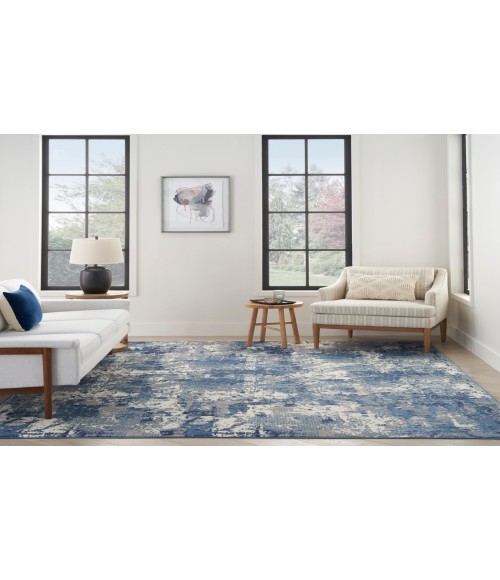 Nourison Grafix Navy Blue GRF38 6 ft. X 9 ft. Rectangle Rug