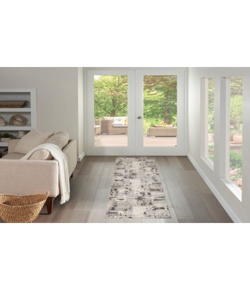 Nourison Serenity Home Ivory Grey SRH06 2 ft. 2 in. X 7 ft. 6 in. Rectangle Rug