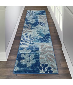 Nourison Tranquil(Traql) - Tra01 Navy Light Blue Area Rug 2 ft. 3 X 7 ft. 3 Rectangle