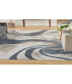 Nourison Astra Machine Washable Ivory Blue ASW15 7 ft. 10 in. X 10 ft. Rectangle Rug