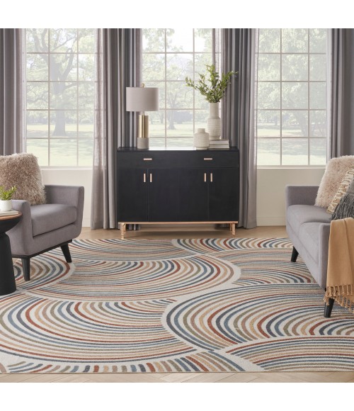 Nourison Astra Machine Washable Area Rug Nourison Astra Machine Washable Area Rug ASW08 Ivory/Multi