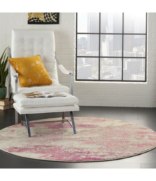Nourison Celestial Round Area Rug CES02-Ivory/Pink