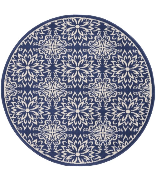 Nourison Jubilant Round Area Rug JUB06-Navy/Ivory