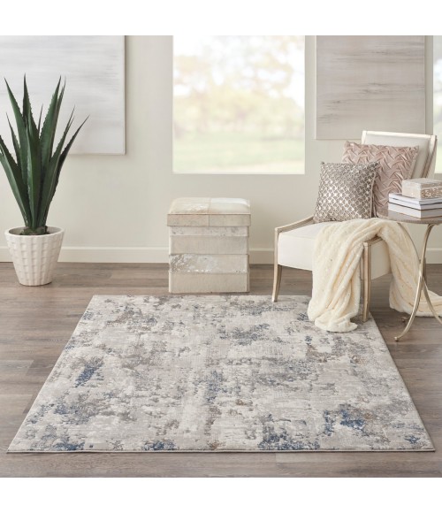 Nourison Royal Terrace White Blue KI42 5 ft. X 7 ft. Rect. Rug