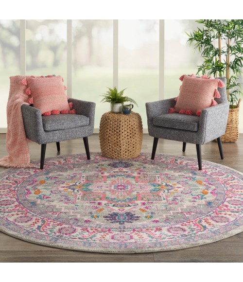 Nourison Passion Area Rug PSN20 Light Grey/Pink 8' x ROUND