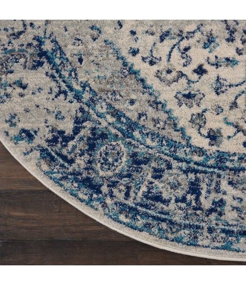 Nourison Tranquil Round Area Rug TRA06-Ivory/Light Blue