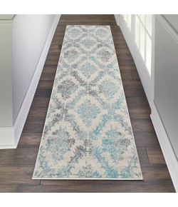 Nourison Tranquil(Traql) - Tra09 Ivory Turquoise Area Rug 2 ft. 3 X 7 ft. 3 Rectangle