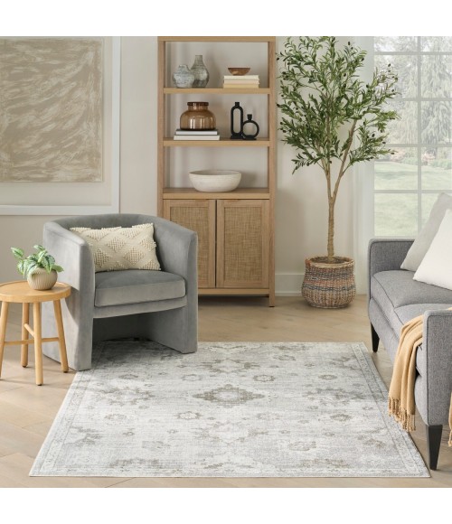 Nourison Astra Machine Washable Ivory ASW19 6 ft. 7 in. X 9 ft. Rect. Rug