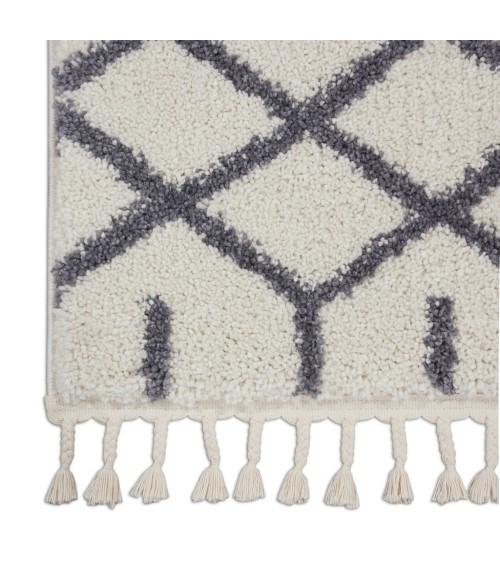 Nourison Moroccan Shag Runner Area Rug MRS01-White