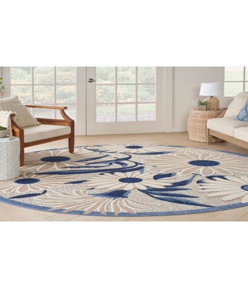 Nourison Aloha Blue Grey ALH33 5 ft. 3 in. Round Rug