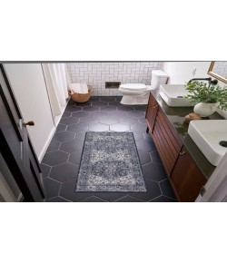 Nicole Curtis Machine Washable Series 1 Navy Ivory SR104 3 ft. X 5 ft. Rectangle Rug