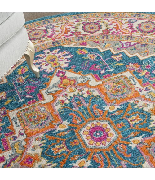 Nourison Passion Area Rug PSN20 Teal Multicolor 8' x ROUND