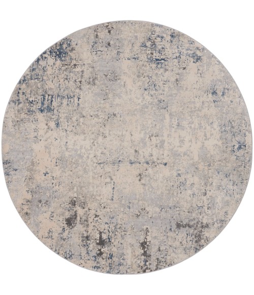 Nourison Rustic Textures Area Rug RUS07 Ivory Grey Blue 5'3" Round