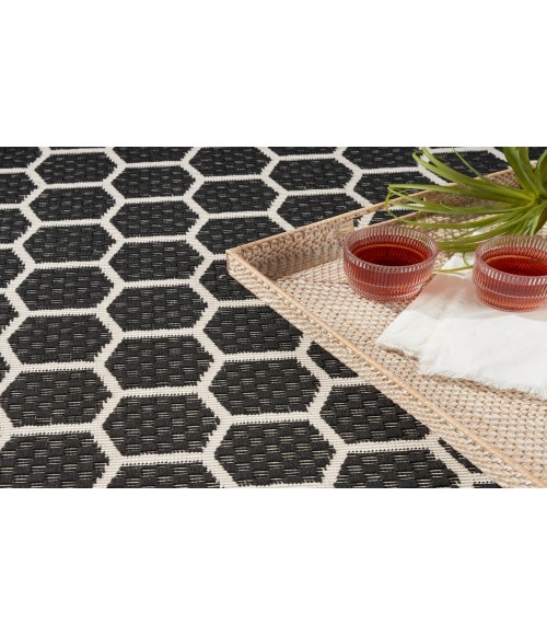 Nourison Reversible Indoor Outdoor Black Rug RVB01 9 ft. X 12 ft. Rectangle - Rugs Town Nourison Reversible Indoor Outdoor Black RVB01 9 ft. X 12 ft. Rectangle Rug