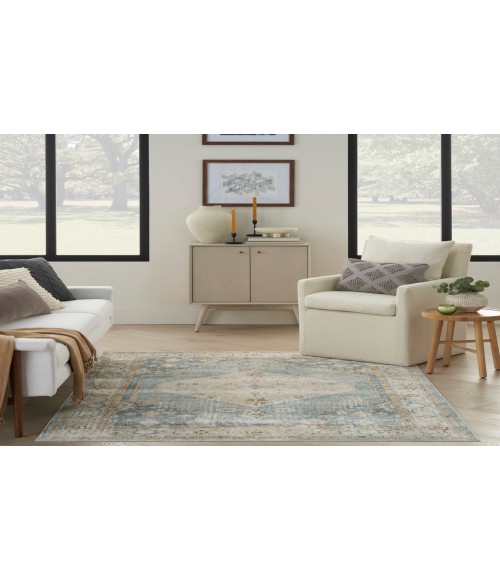 Nourison Astra Machine Washable Silver Blue ASW11 4 ft. X 6 ft. Rectangle Rug