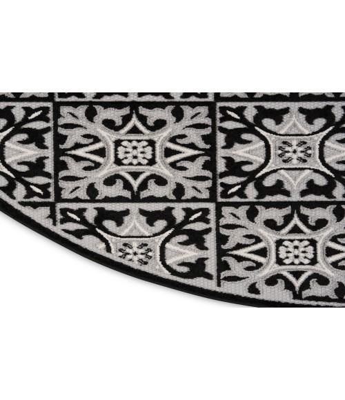 Nourison Aloha Black White ALH34 7’10” Round Rug