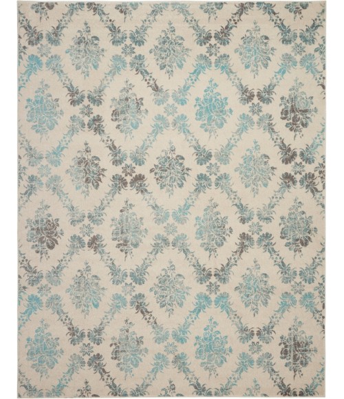 Nourison Tranquil Area Rug TRA09-Ivory/Turquoise