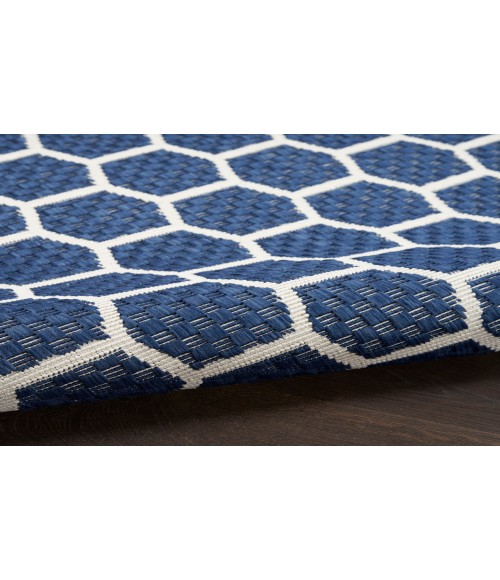 Nourison Reversible Indoor Outdoor Navy RVB01 8 ft. Round Rug