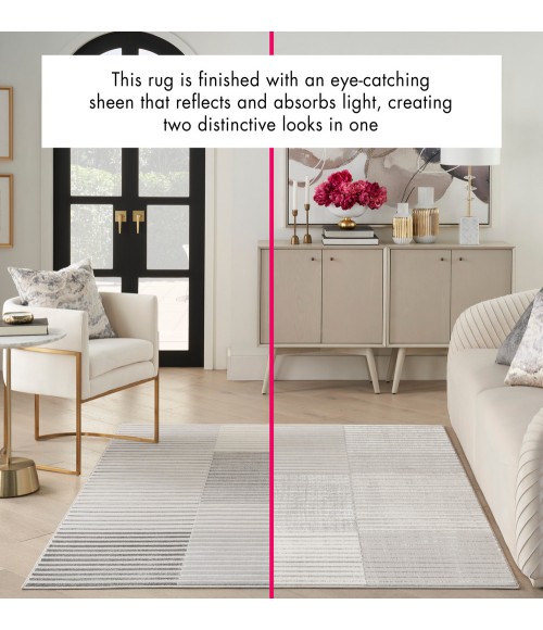 Inspire Me! Home Décor Brushstrokes Area Rug BSK04 Silver Grey